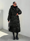Quilted Long Puffer Coat Black - 52