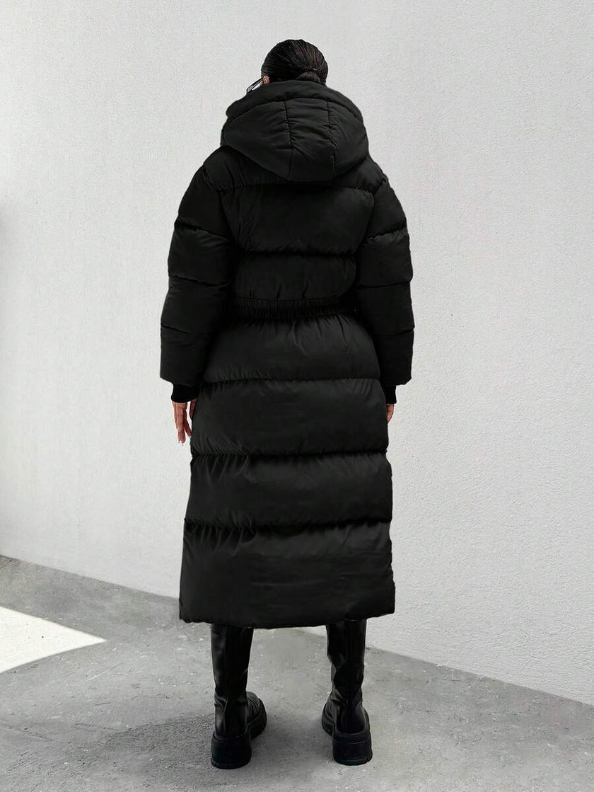 Quilted Long Puffer Coat Black - 53