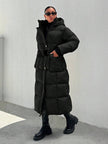 Quilted Long Puffer Coat Black - 54