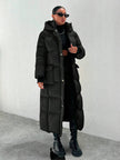 Quilted Long Puffer Coat Black - 55