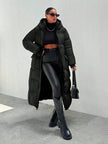 Quilted Long Puffer Coat Black - 56