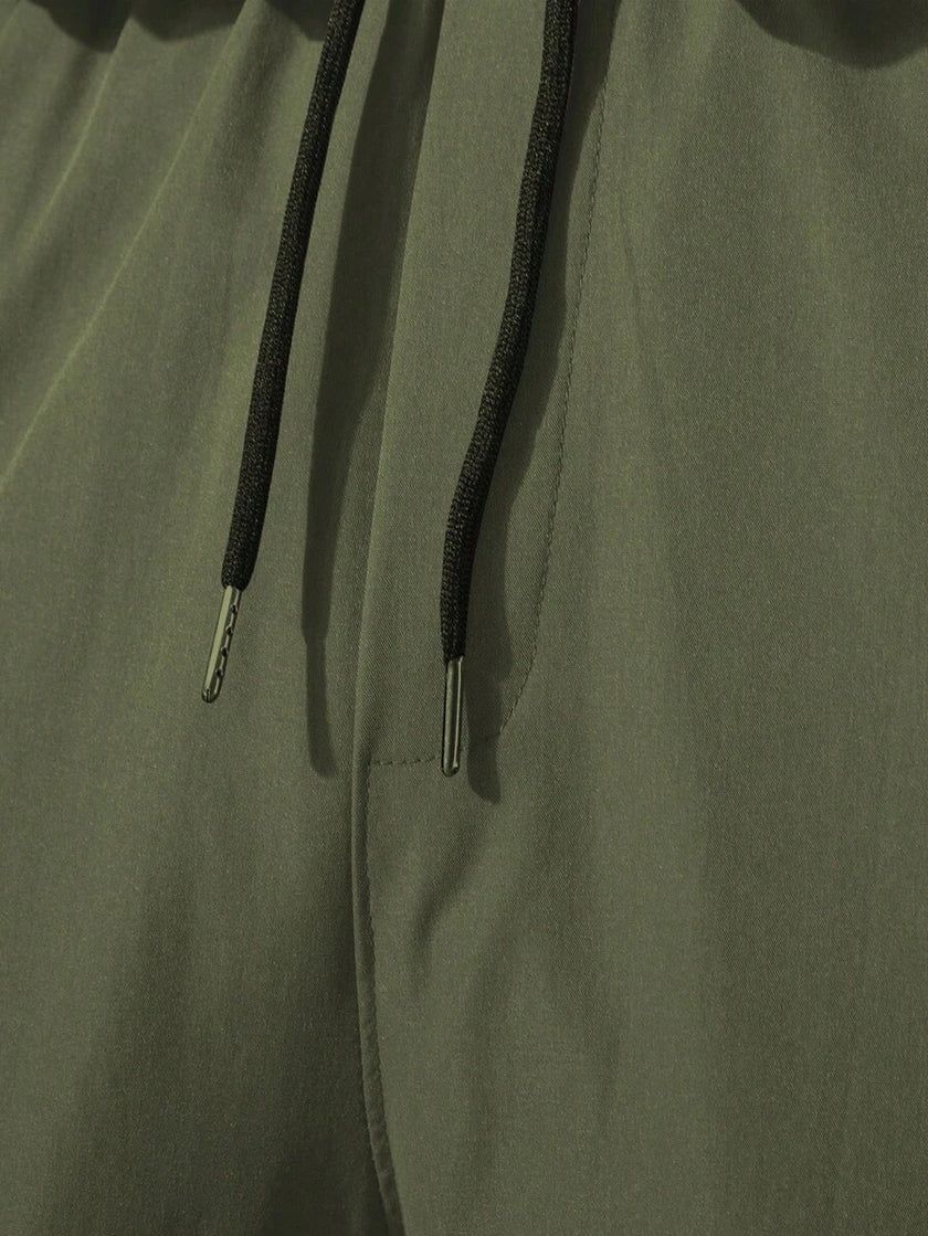 Black Cargo Trousers Drawstring