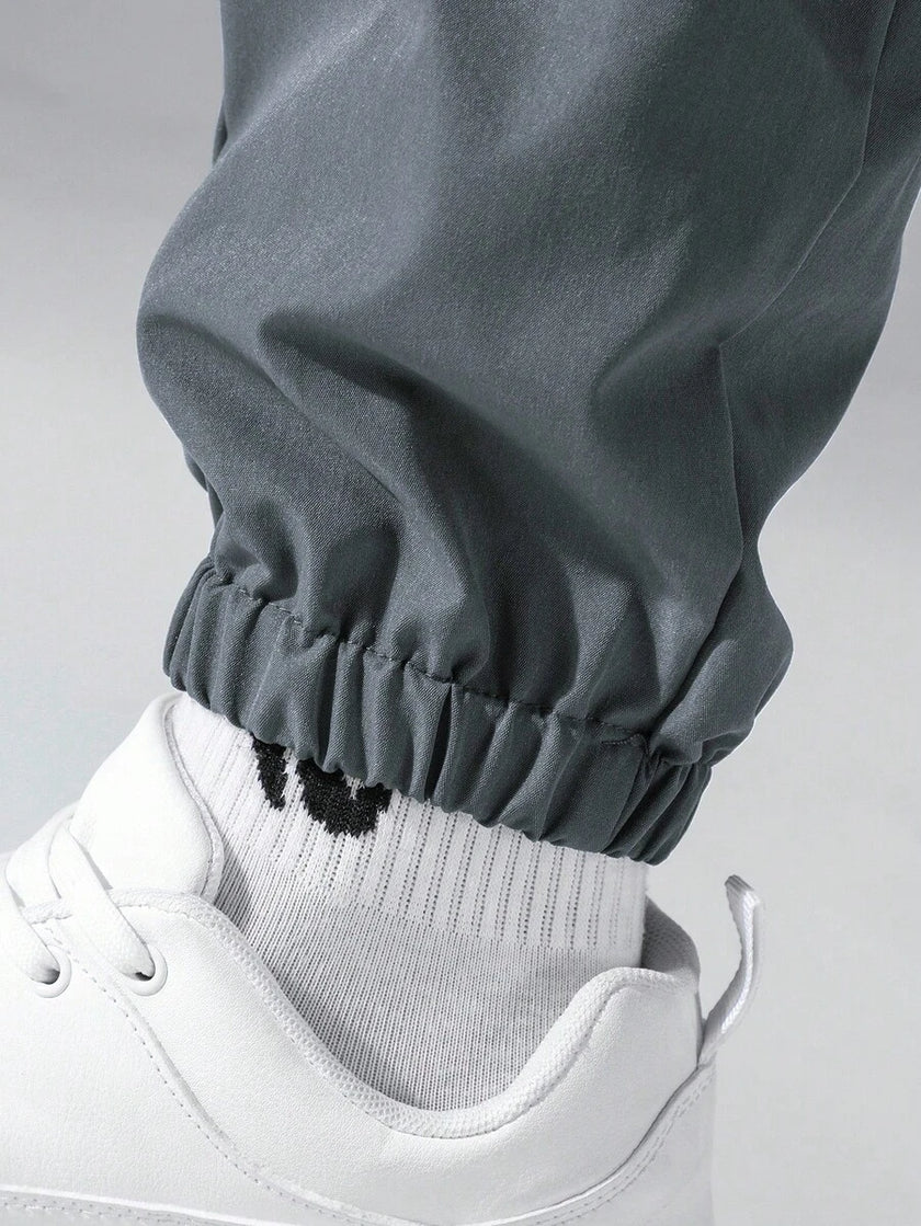 Black Cargo Trousers Drawstring