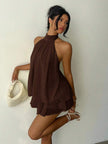 Elegant Mini Dress Brown - 8