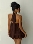 Elegant Mini Dress Brown - 9