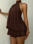 Elegant Mini Dress Brown - 10