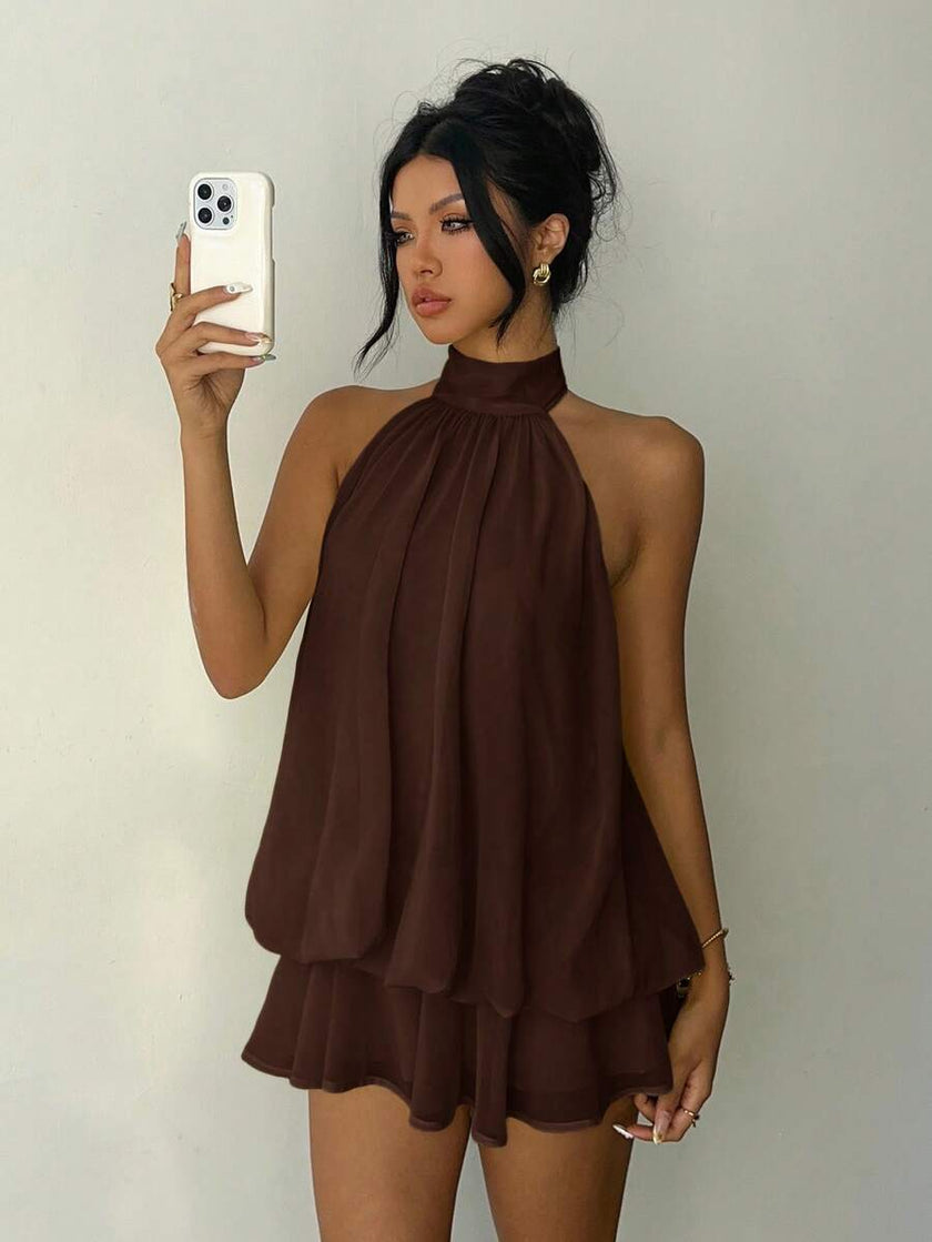 Elegant Mini Dress Brown - 11