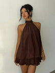 Elegant Mini Dress Brown - 13
