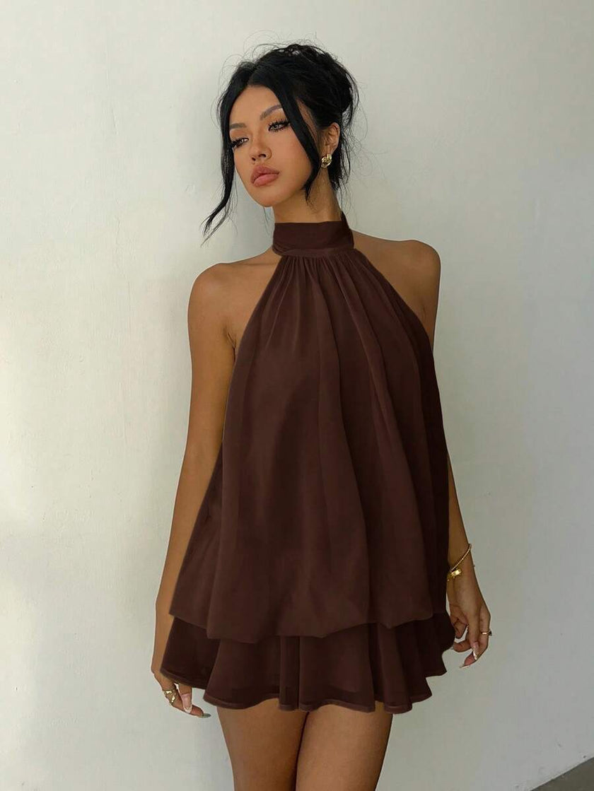 Elegant Mini Dress Brown - 13