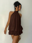 Elegant Mini Dress Brown - 14