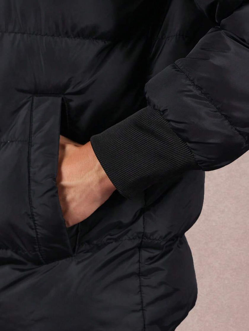 Black Puffer Jacket Insulated Coat - 6