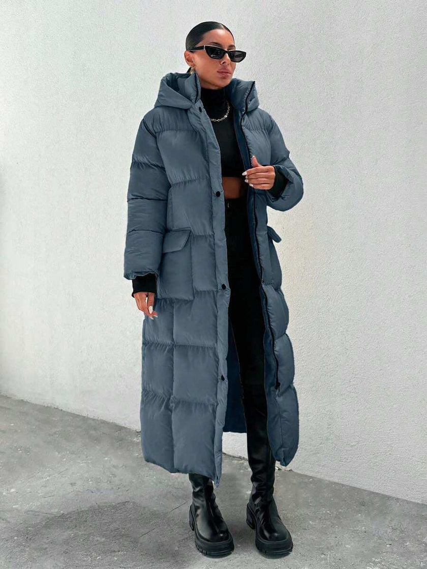 Quilted Long Puffer Coat Black - 70