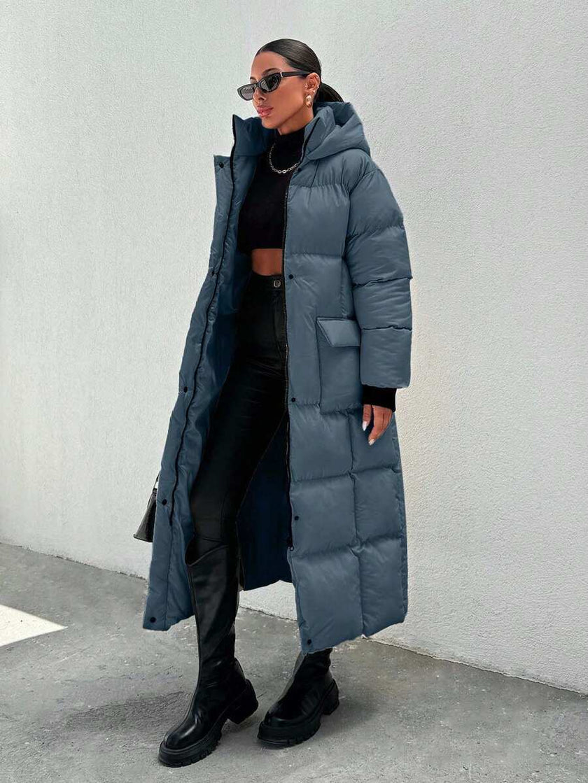 Quilted Long Puffer Coat Black - 72