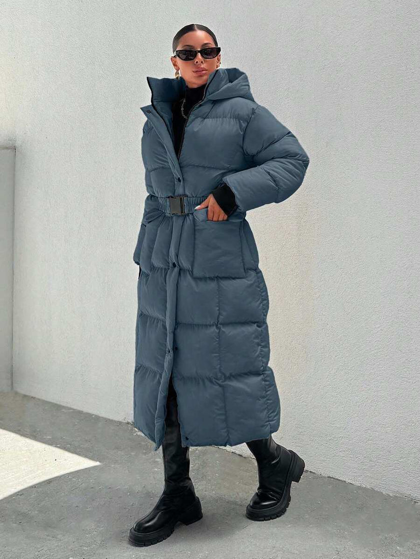 Quilted Long Puffer Coat Black - 75