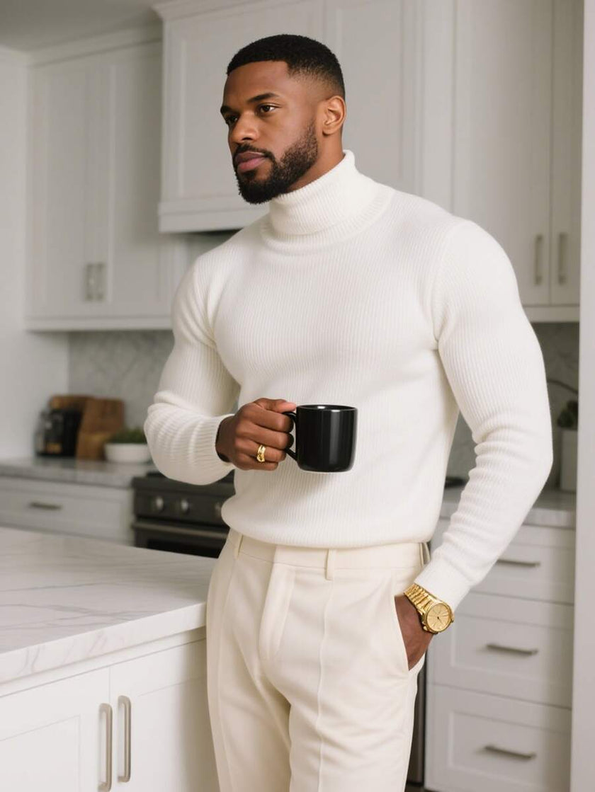 High Neck Knit Sweater Black - 5