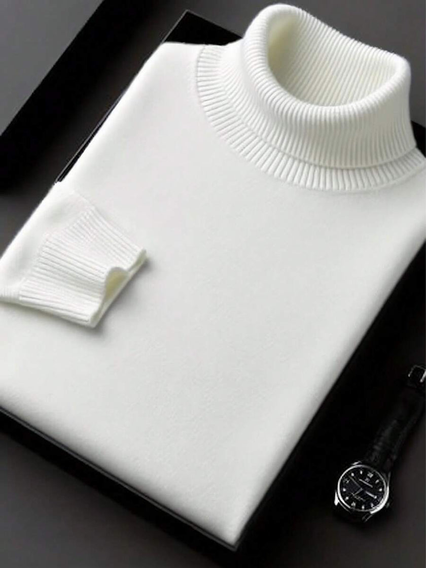 Casual High Neck Sweater Black - 17