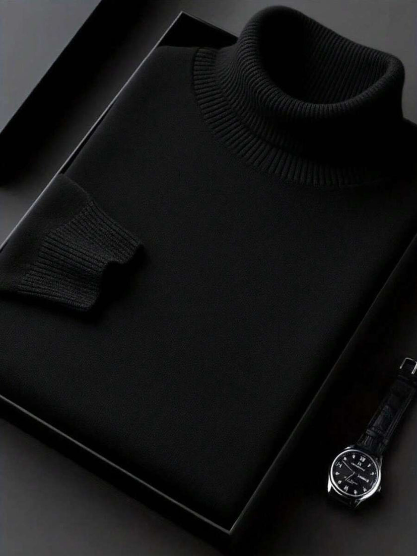 Casual High Neck Sweater Black - 5