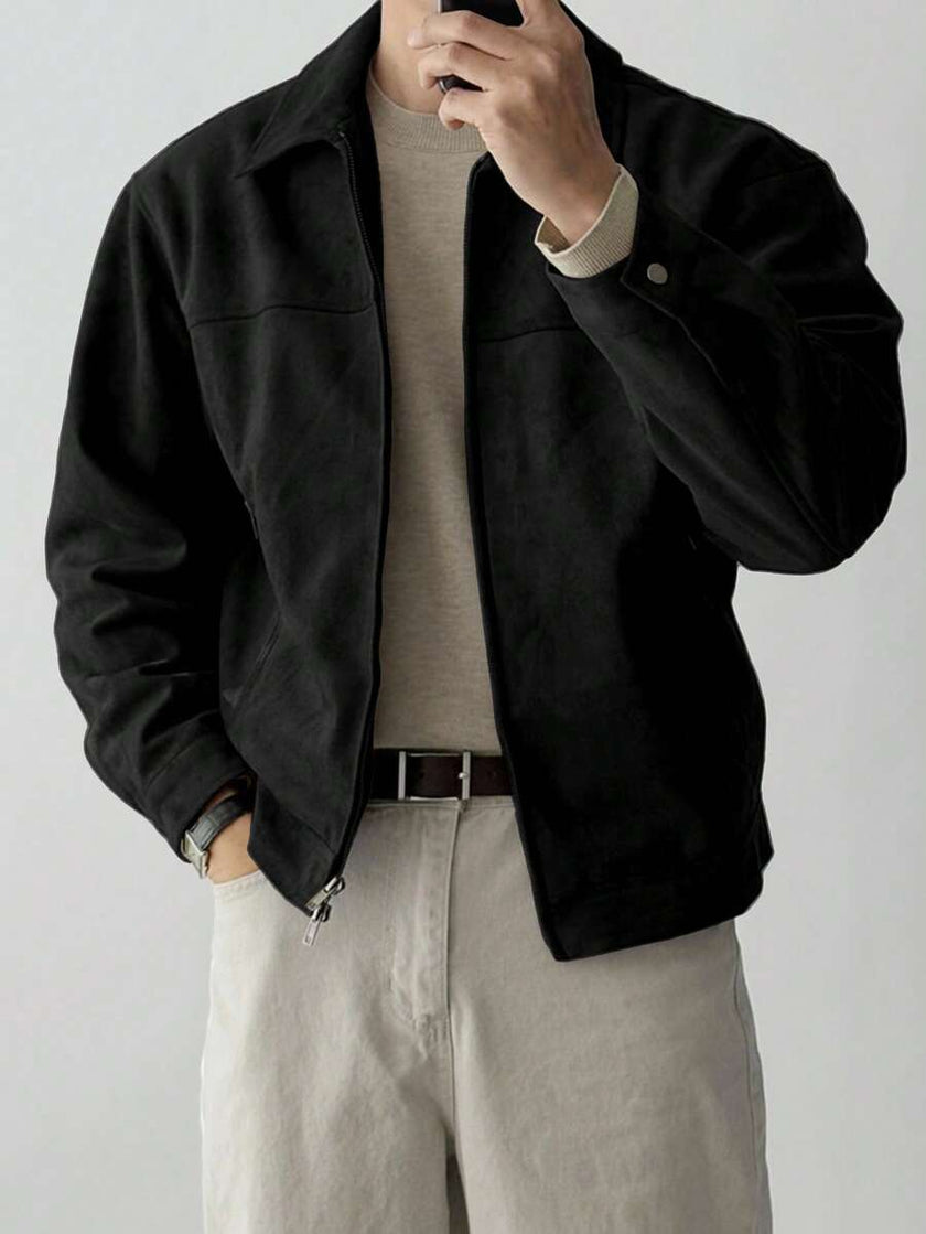 Brown Suede Faux Fur Jacket - 8