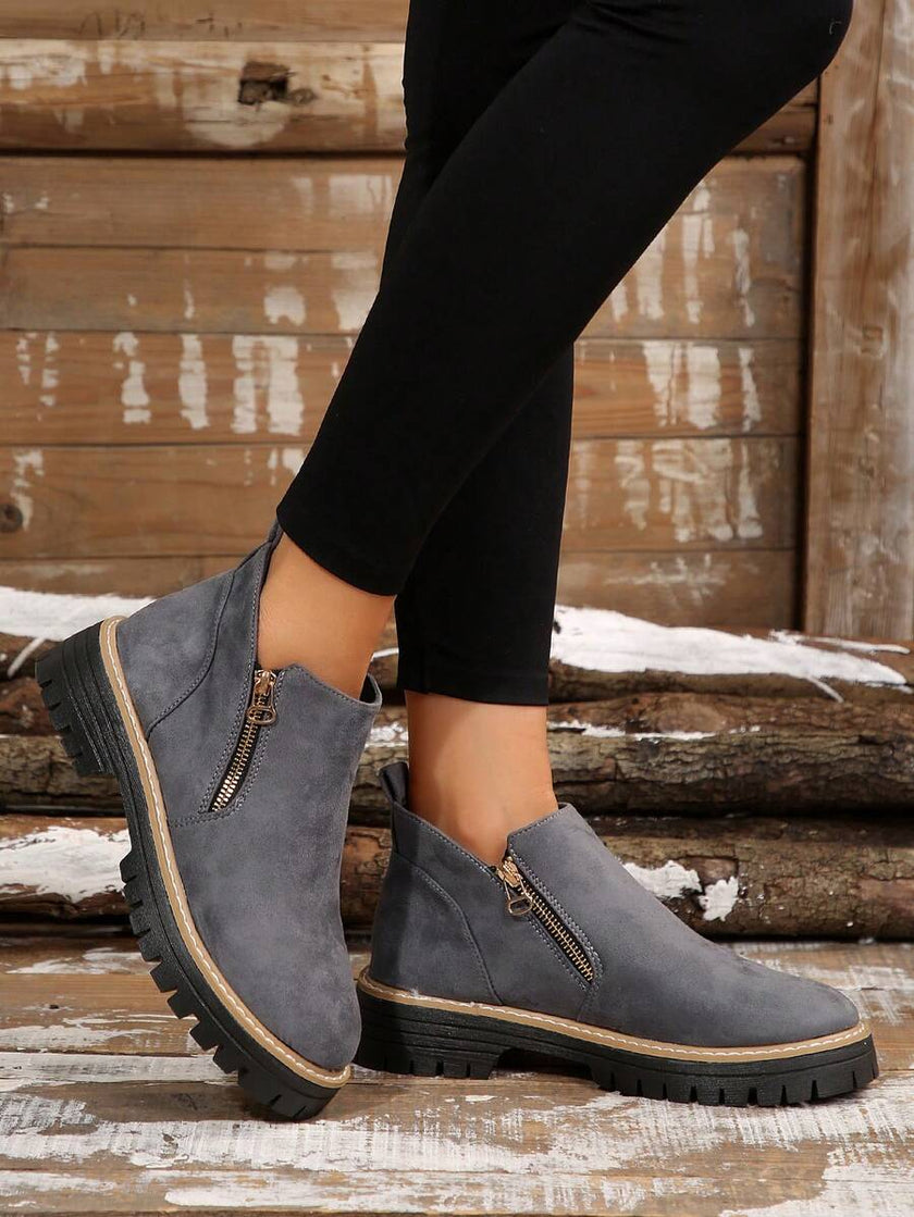 Classic Black Ankle Boots Velvet - 19