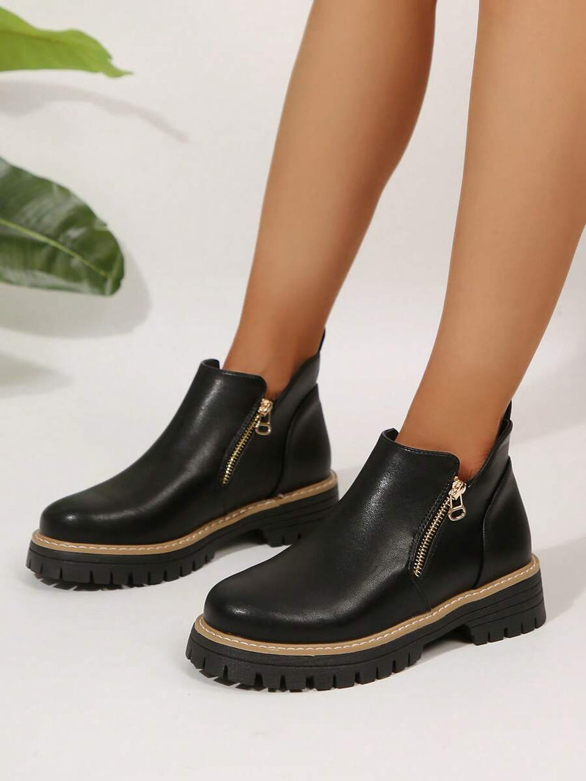 Classic Black Ankle Boots Velvet - 26