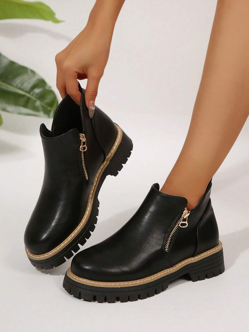 Classic Black Ankle Boots Velvet - 27