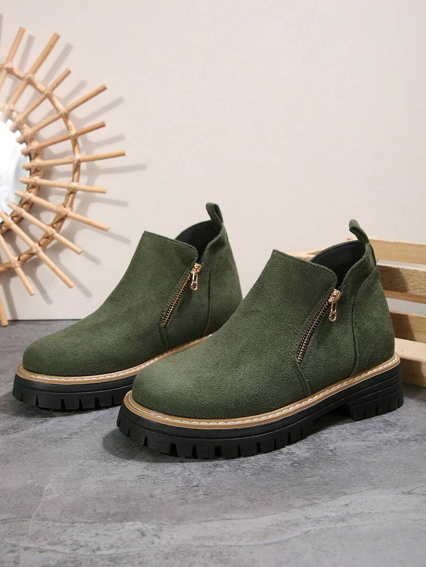 Classic Black Ankle Boots Velvet - 10