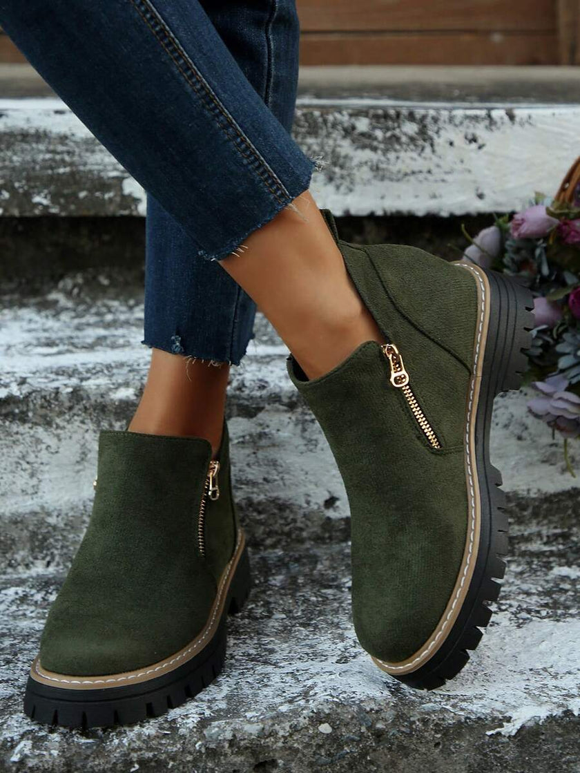 Classic Black Ankle Boots Velvet - 6