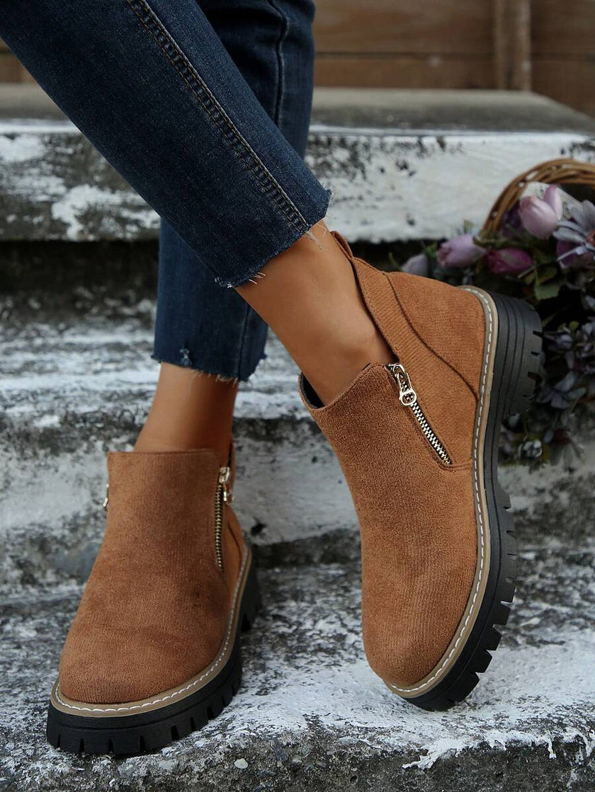 Classic Black Ankle Boots Velvet - 12