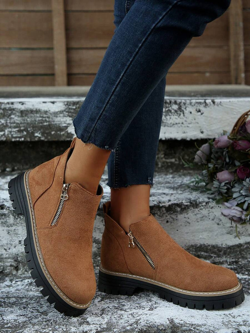 Classic Black Ankle Boots Velvet - 11