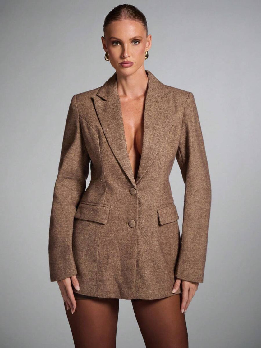 Burgundy Leather Suit Jacket - 11