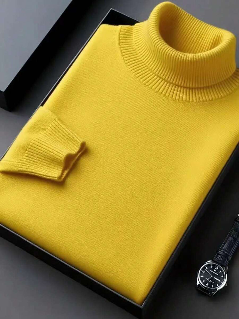 Casual High Neck Sweater Black - 61