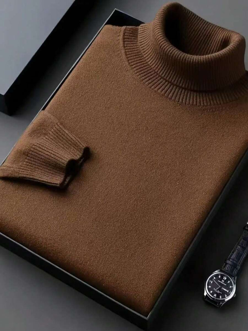 Casual High Neck Sweater Black - 66