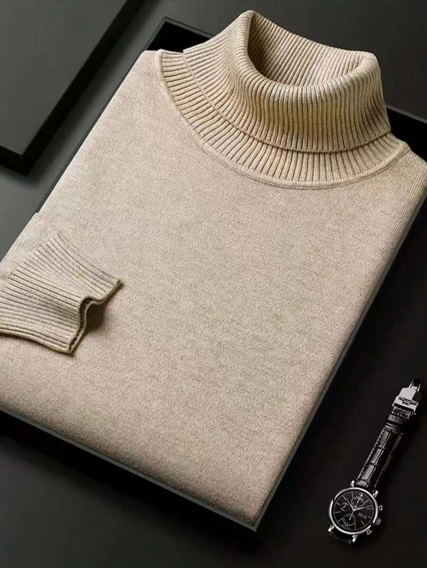 Casual High Neck Sweater Black - 56