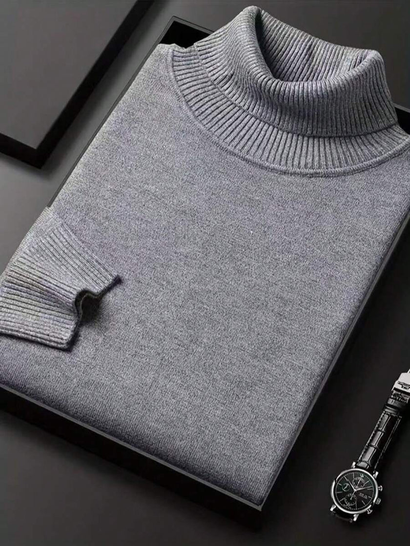 Casual High Neck Sweater Black - 36