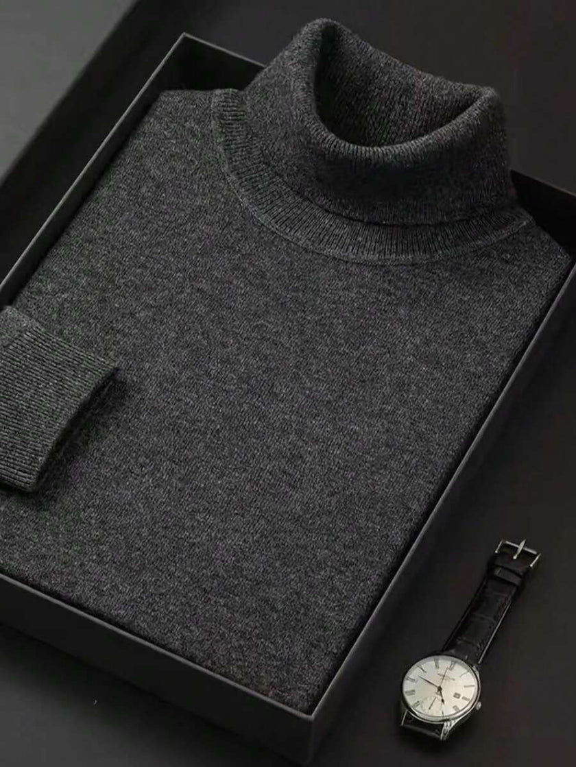 Casual High Neck Sweater Black - 26