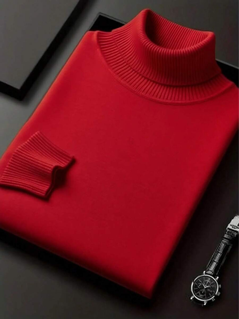 Casual High Neck Sweater Black - 31