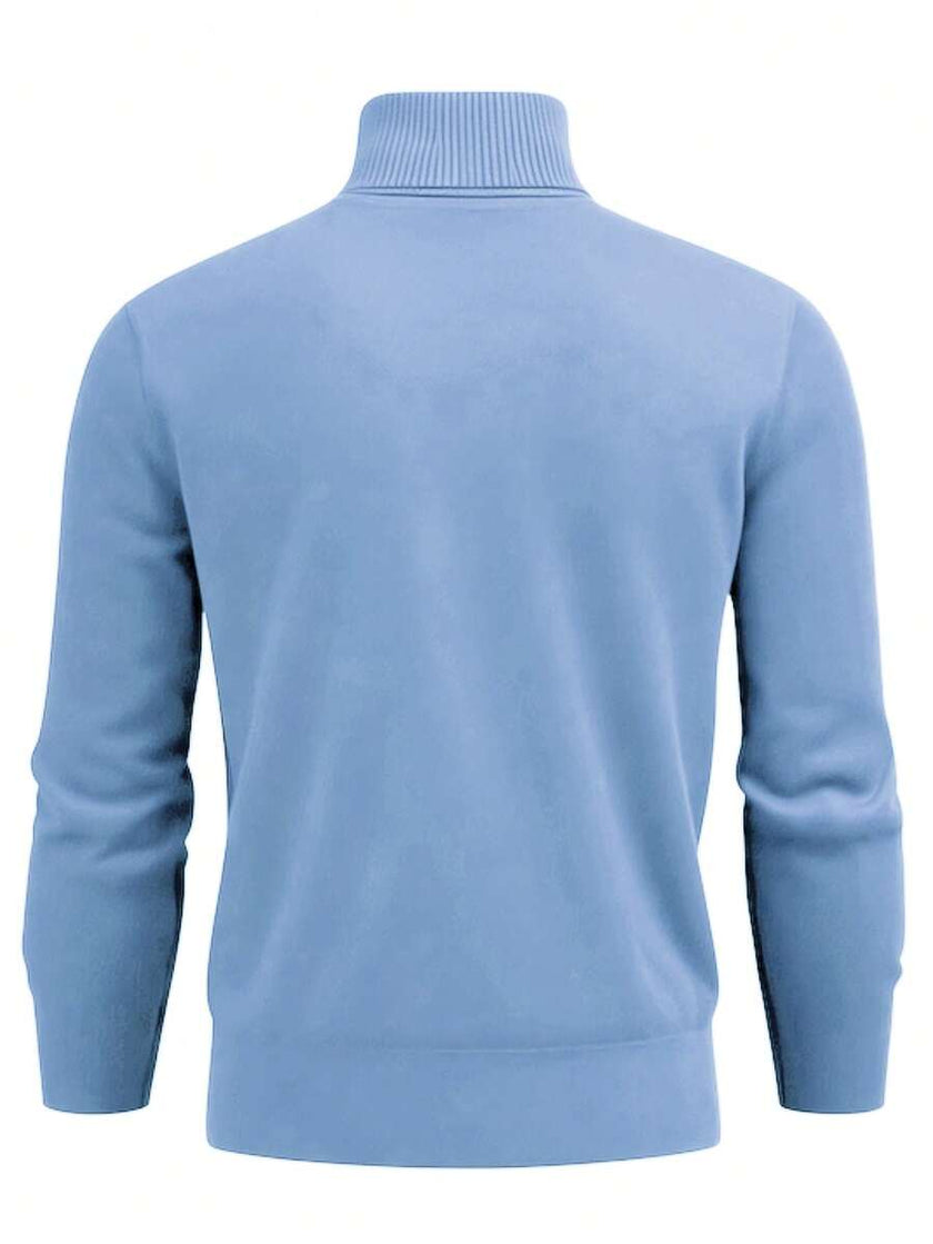 Casual High Neck Sweater Black - 47