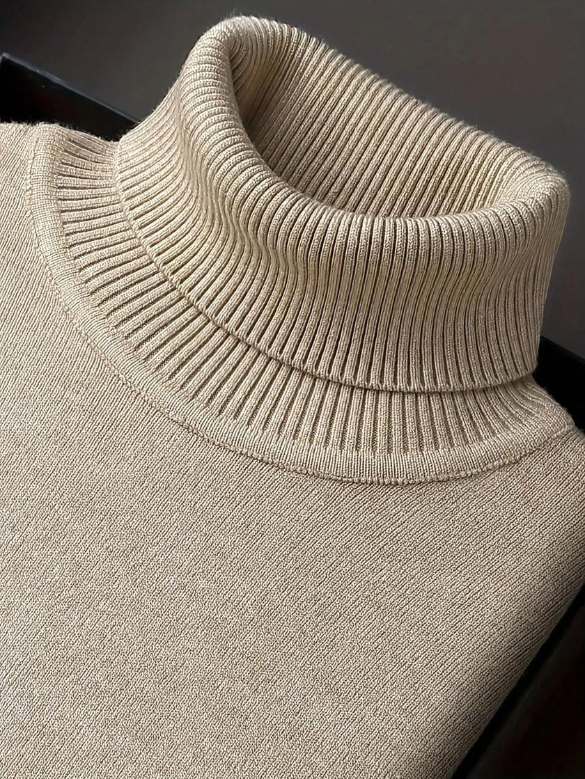 Casual High Neck Sweater Black - 58