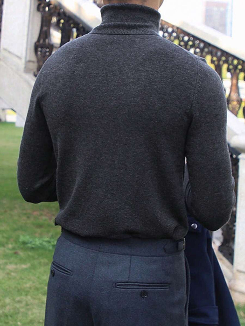 Casual High Neck Sweater Black - 27