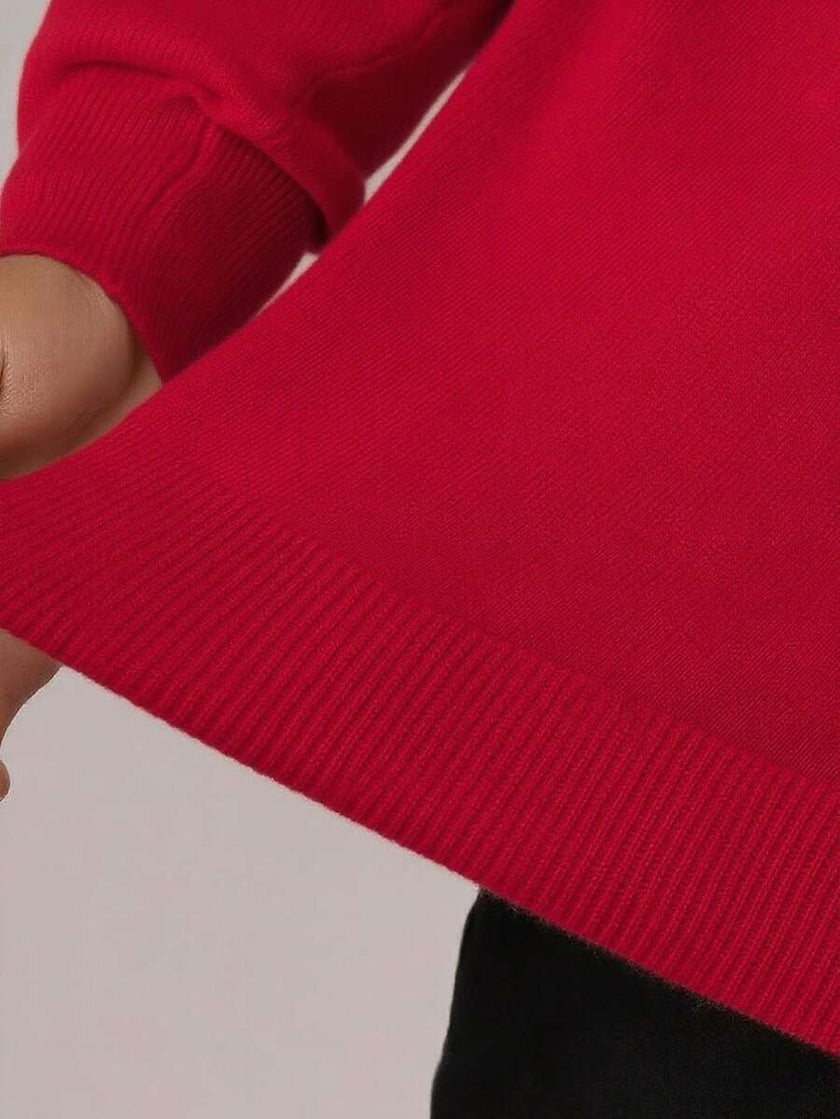 Casual High Neck Sweater Black - 35