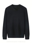 Solid V-Neck Sweater Navy - 4