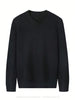 Solid V-Neck Sweater Navy - 4