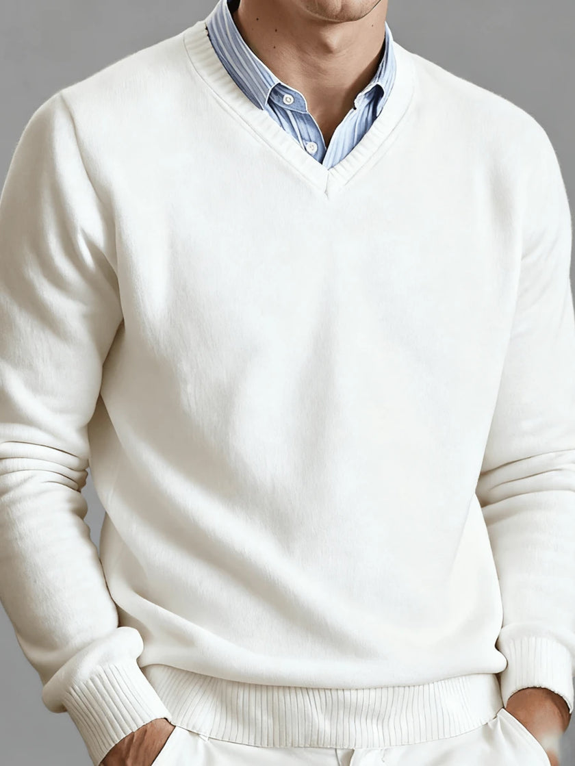 Solid V-Neck Sweater Navy - 9