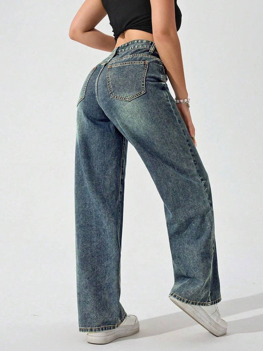 Retro Straight Leg Jeans