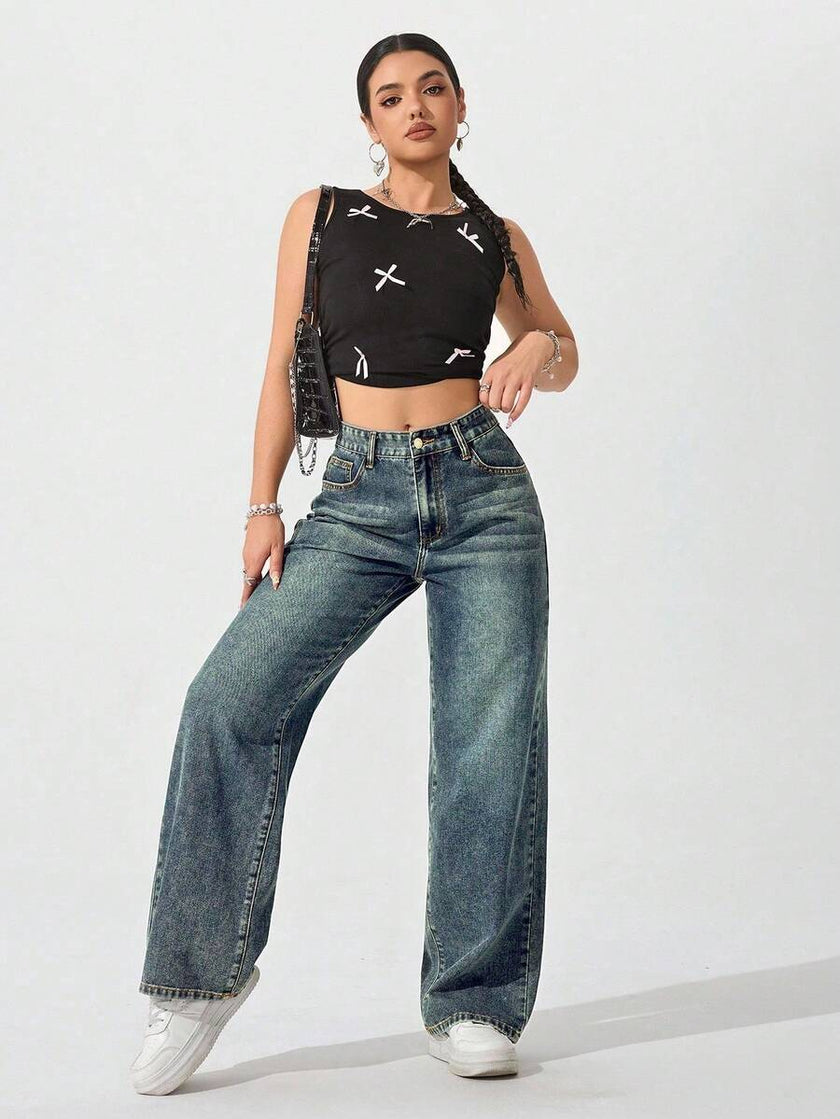 Retro Straight Leg Jeans