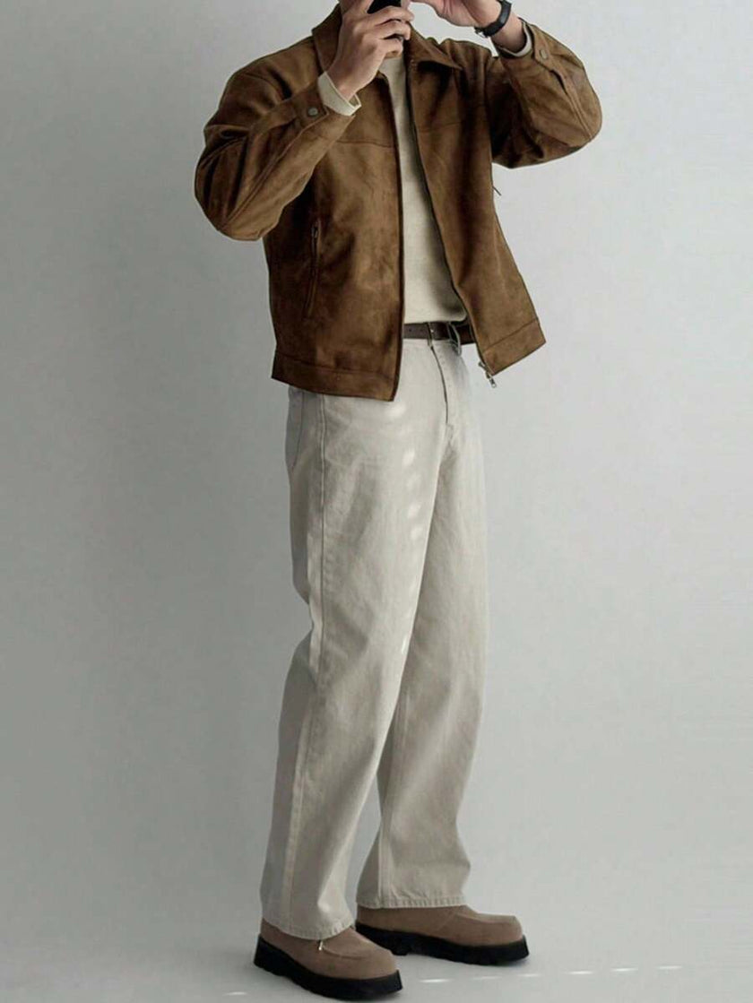 Brown Suede Faux Fur Jacket - 2