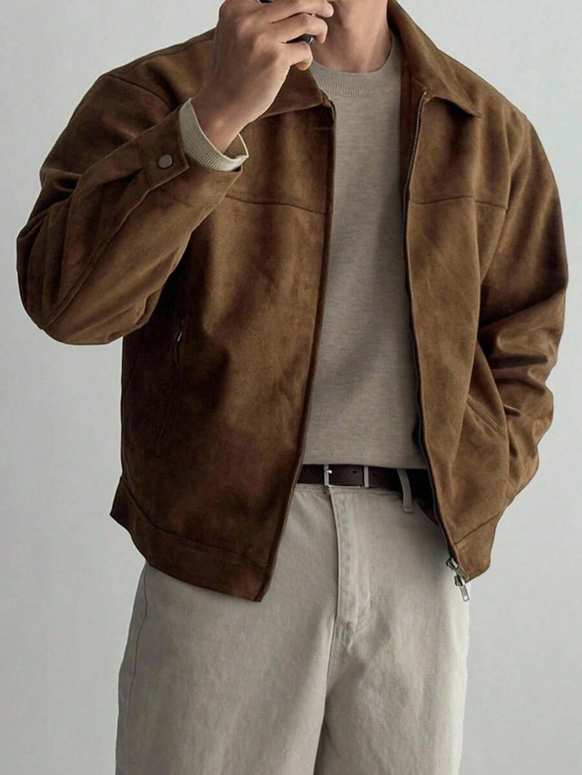 Brown Suede Faux Fur Jacket - 3