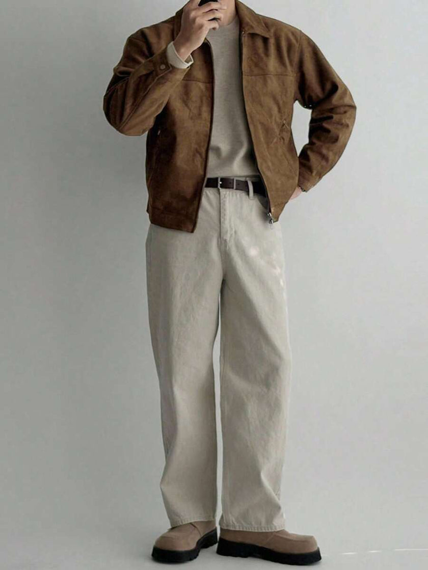 Brown Suede Faux Fur Jacket - 5