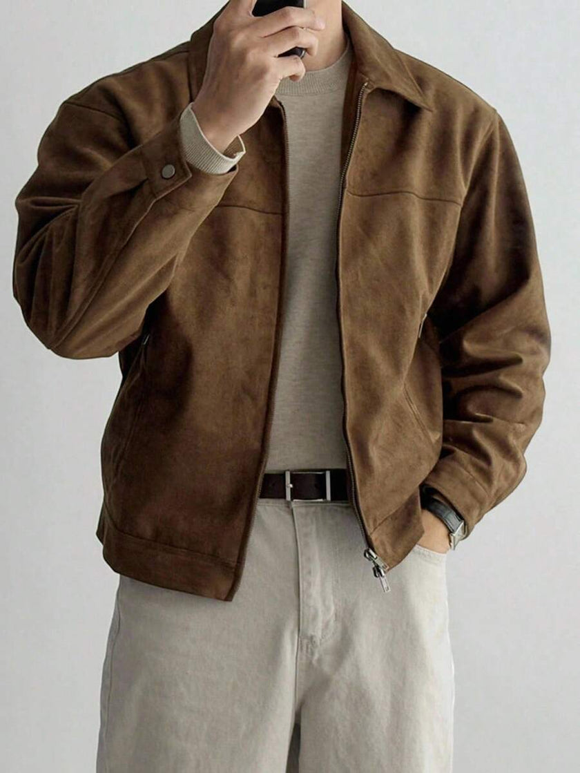 Brown Suede Faux Fur Jacket - 6