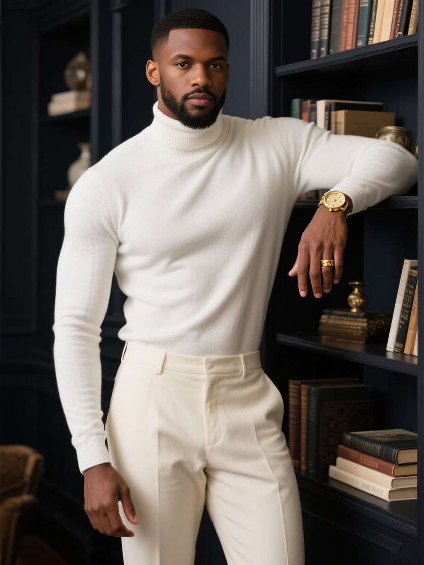 High Neck Knit Sweater Black - 4